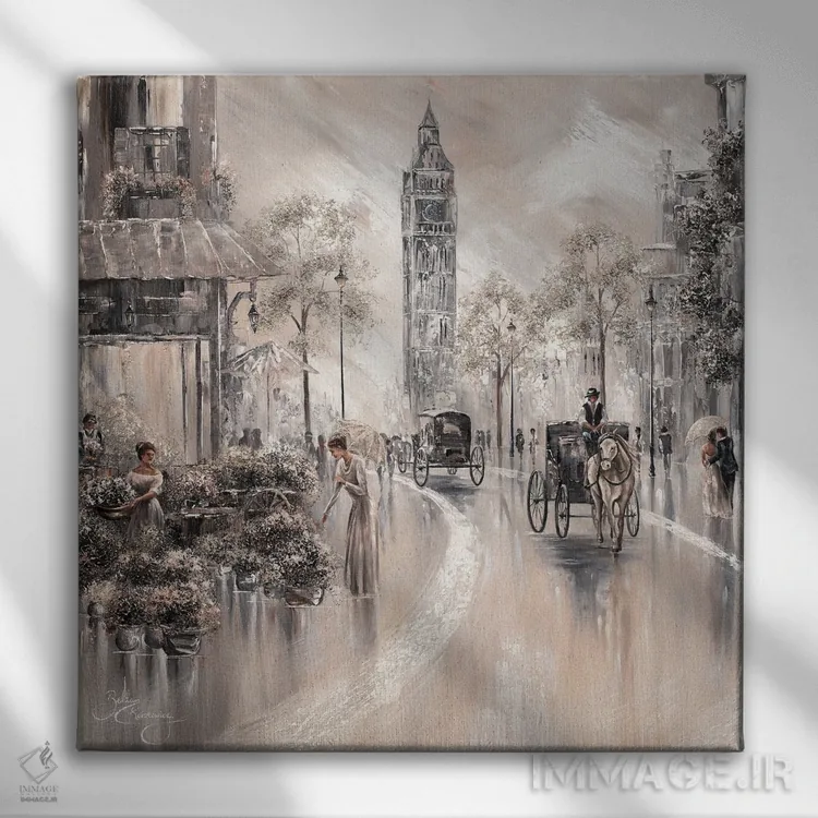 تابلو London II,عطر بیزمان، لندن ۲ اثر ایزابیلا کارولِویچ - نمای روبهرو روی دیوار