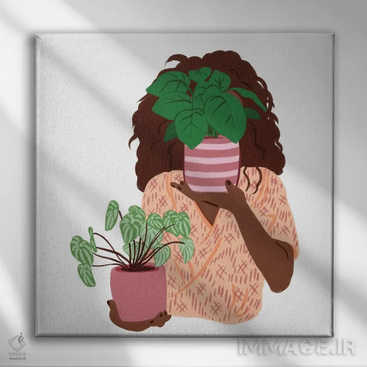 تابلو دختر گیاه دوست I اثر ایلاریا بندتی - نمای روبهرو روی دیوار
