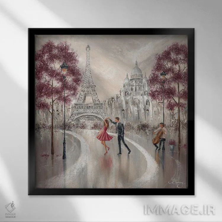 تابلو Paris Dance II,پیچوتاب، رقص پاریسی ۲ اثر ایزابیلا کارولِویچ - نمای قابدار مشکی