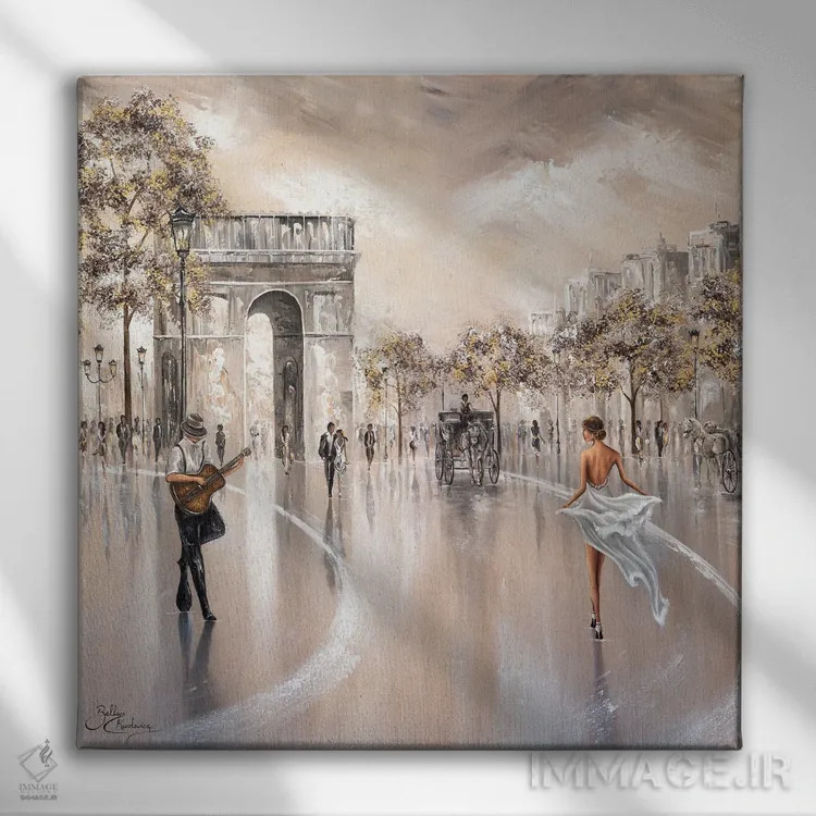 تابلو Paris Flair,نگاه طلایی، جذابیت پاریسی اثر ایزابیلا کارولِویچ - نمای روبهرو روی دیوار