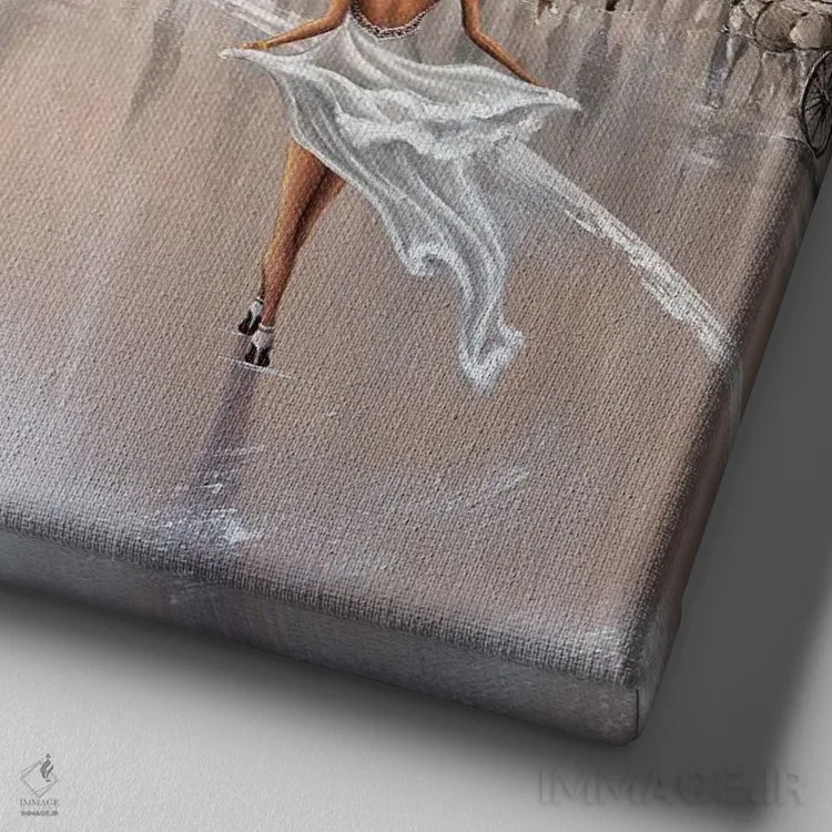 تابلو Paris Flair,نگاه طلایی، جذابیت پاریسی اثر ایزابیلا کارولِویچ - نمای نزدیک بافت بوم