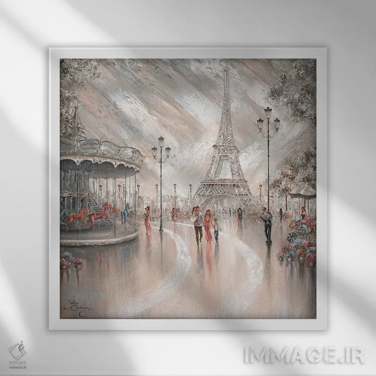 تابلو Paris Flair II,شادی، جلوه پاریس ۲ اثر ایزابیلا کارولِویچ - نمای قابدار سفید