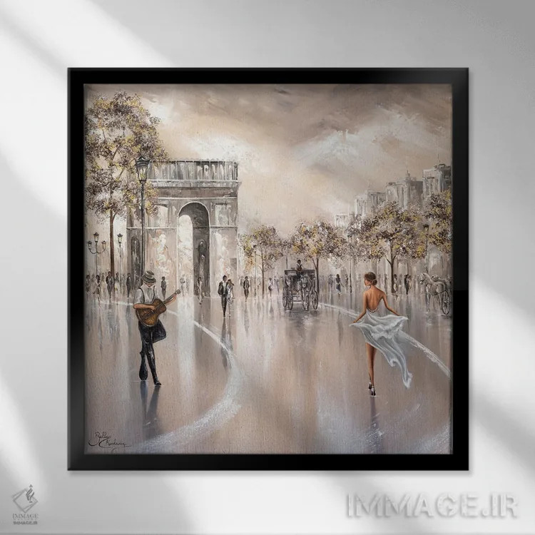 تابلو Paris Flair,نگاه طلایی، جذابیت پاریسی اثر ایزابیلا کارولِویچ - نمای قابدار مشکی