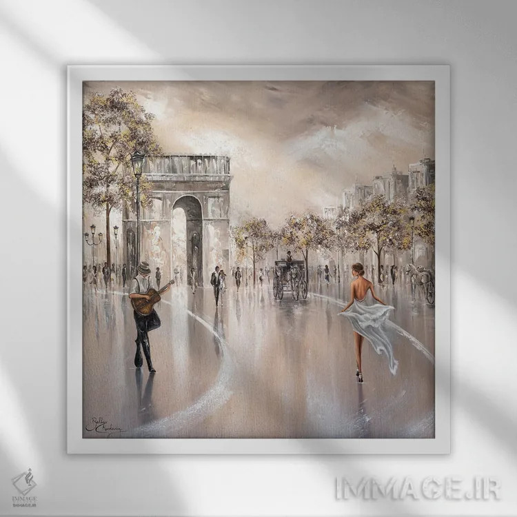 تابلو Paris Flair,نگاه طلایی، جذابیت پاریسی اثر ایزابیلا کارولِویچ - نمای قابدار سفید