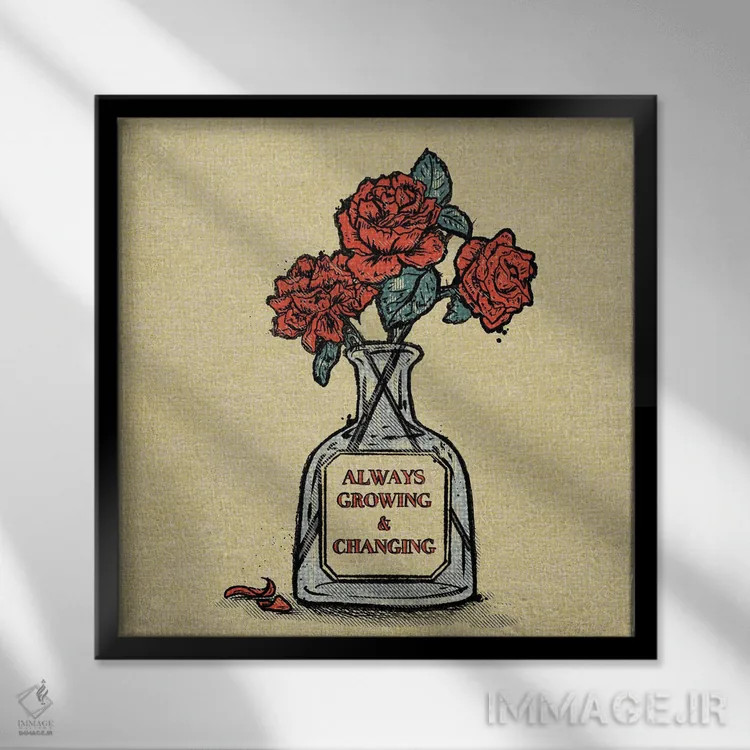 تابلو همواره در حال رشد و تغییر اثر ایلوناتیکا (برند هنری) - نمای قابدار مشکی