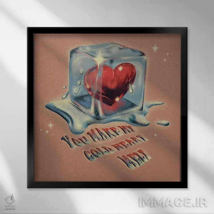 تابلو تو قلب سرد مرا ذوب میکنی اثر ایلوناتیکا (برند هنری) - نمای قابدار مشکی