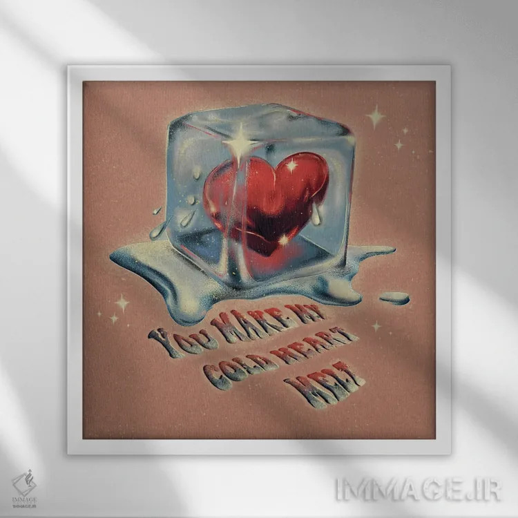 تابلو تو قلب سرد مرا ذوب میکنی اثر ایلوناتیکا (برند هنری) - نمای قابدار سفید