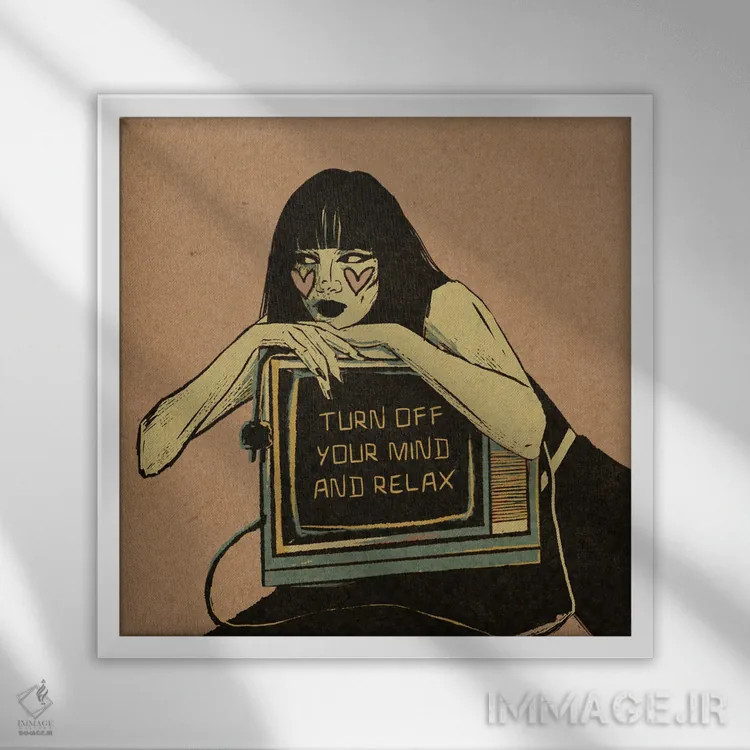 تابلو ذهنت را خاموش کن و آرام باش اثر ایلوناتیکا (برند هنری) - نمای قابدار سفید