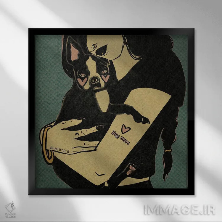 تابلو مادر سگها اثر ایلوناتیکا (برند هنری) - نمای قابدار مشکی