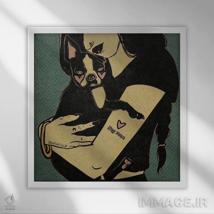 تابلو مادر سگها اثر ایلوناتیکا (برند هنری) - نمای قابدار سفید