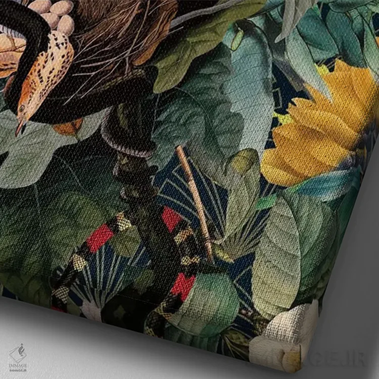 تابلو پرندگان و مارها اثر برجو کورکمازیورک - نمای نزدیک بافت بوم