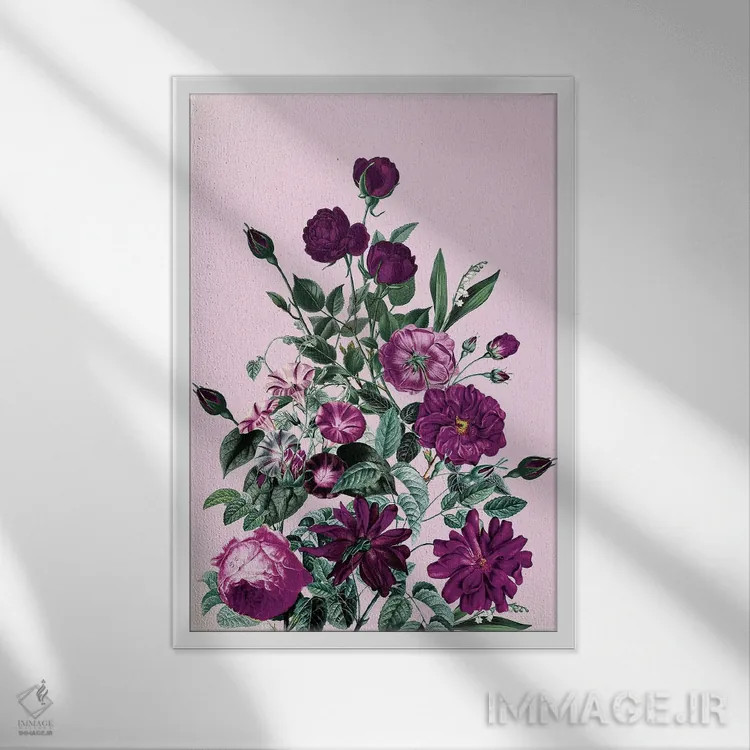 تابلو گل بزرگ V اثر برجو کورکمازیورک - نمای قابدار سفید