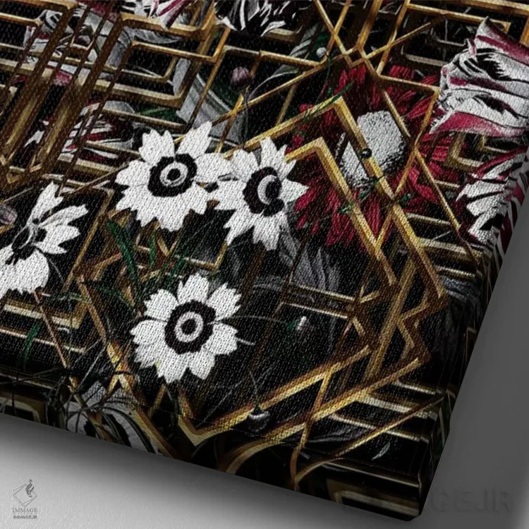 تابلو طرح گتسبی و گلها (الهام از اثر گتسبی) اثر برجو کورکمازیورک - نمای نزدیک بافت بوم