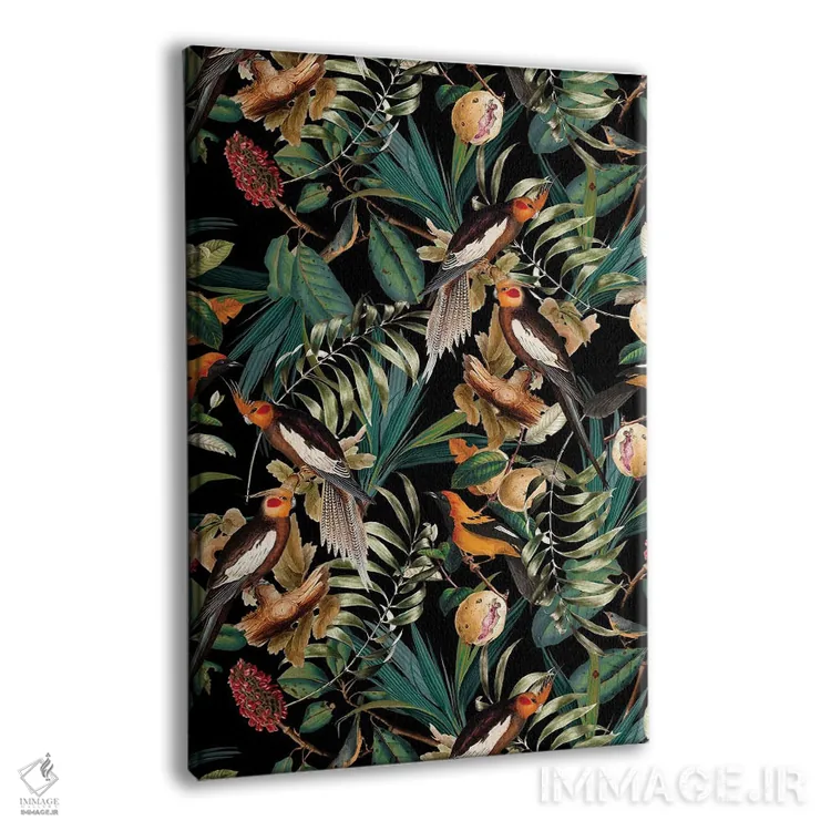 تابلو شب باغ قدیمی گل و پرندگان اثر برجو کورکمازیورک - نمای پرسپکتیو محصول