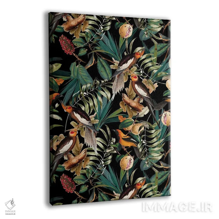 تابلو شب باغ قدیمی گل و پرندگان اثر برجو کورکمازیورک - نمای پرسپکتیو محصول