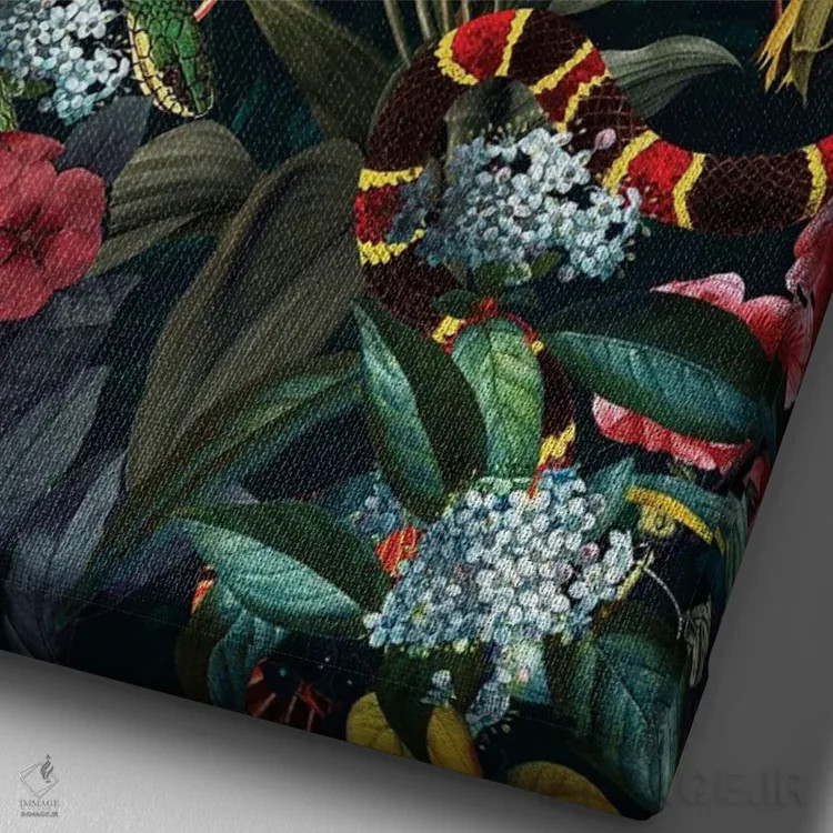 تابلو پرندگان و مارها II اثر برجو کورکمازیورک - نمای نزدیک بافت بوم