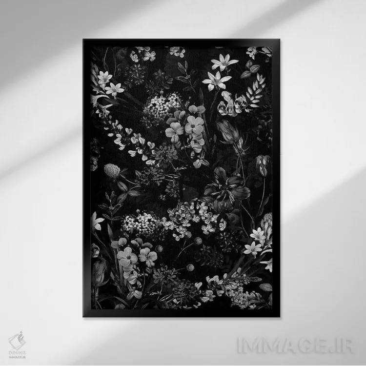 تابلو گل تیره II اثر برجو کورکمازیورک - نمای قابدار مشکی