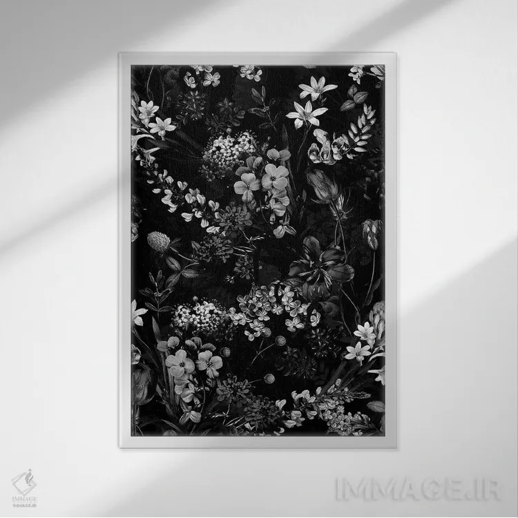 تابلو گل تیره II اثر برجو کورکمازیورک - نمای قابدار سفید
