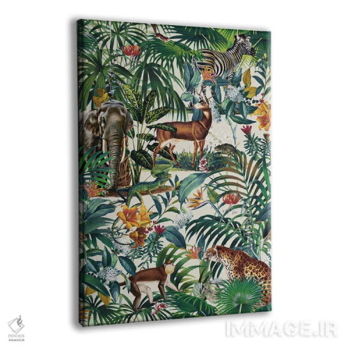 تابلو طرح گلدار و حیوانات شماره ۳ اثر برجو کورکمازیورک - نمای پرسپکتیو محصول