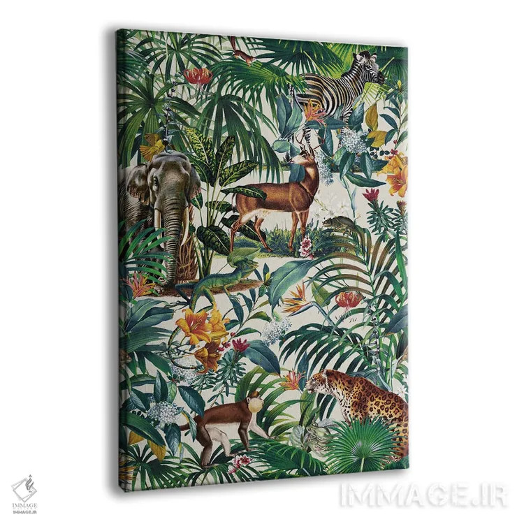 تابلو طرح گلدار و حیوانات شماره ۳ اثر برجو کورکمازیورک - نمای پرسپکتیو محصول