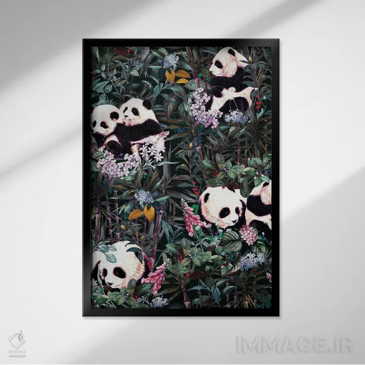 تابلو پاندای جنگل بارانی اثر برجو کورکمازیورک - نمای قابدار مشکی
