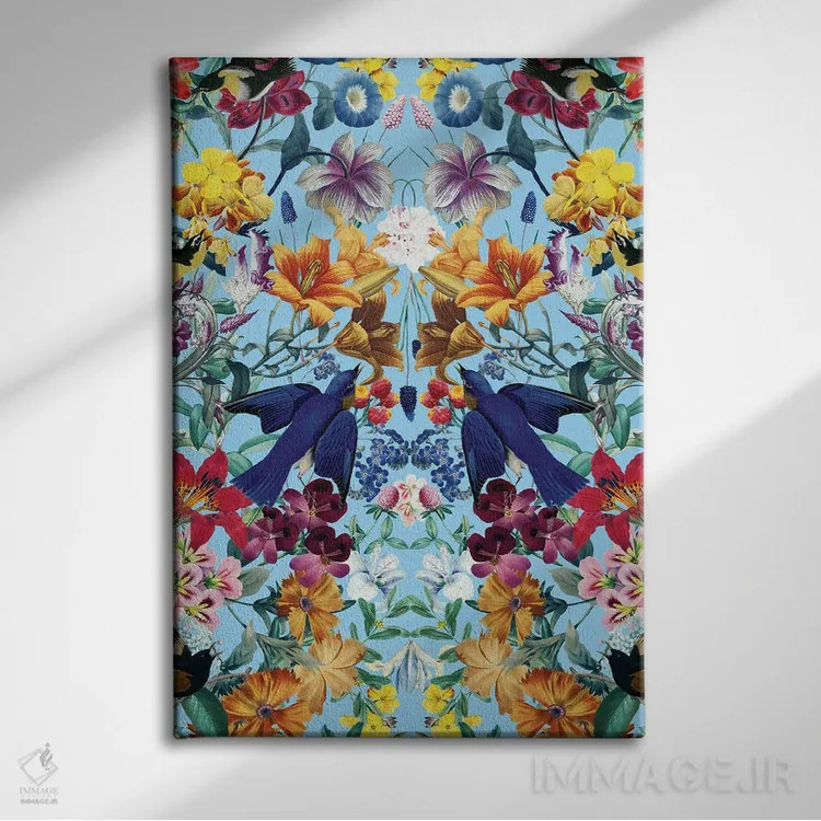 تابلو گلها و پرندگان شماره ۴۳ اثر برجو کورکمازیورک - نمای روبهرو روی دیوار
