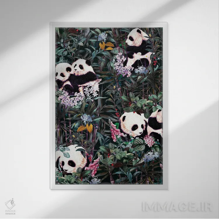 تابلو پاندای جنگل بارانی اثر برجو کورکمازیورک - نمای قابدار سفید
