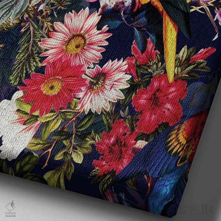 تابلو گلها و پرندگان شماره ۴۵ اثر برجو کورکمازیورک - نمای نزدیک بافت بوم