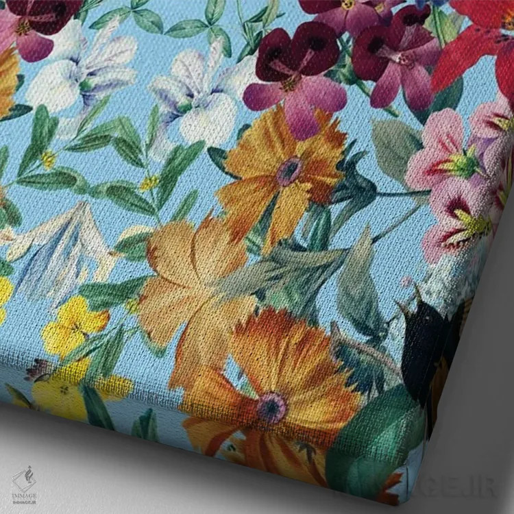 تابلو گلها و پرندگان شماره ۴۳ اثر برجو کورکمازیورک - نمای نزدیک بافت بوم