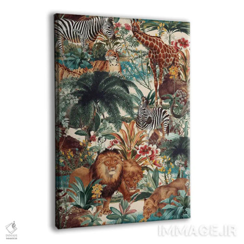 تابلو طرح گلدار و حیوانات شماره ۴ اثر برجو کورکمازیورک - نمای پرسپکتیو محصول