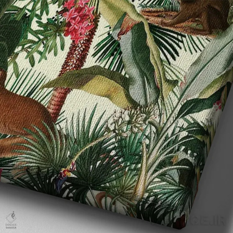 تابلو جنگل میمونها اثر برجو کورکمازیورک - نمای نزدیک بافت بوم