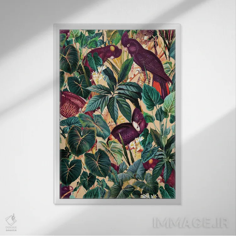 تابلو گلها و پرندگان شماره ۴۲ اثر برجو کورکمازیورک - نمای قابدار سفید