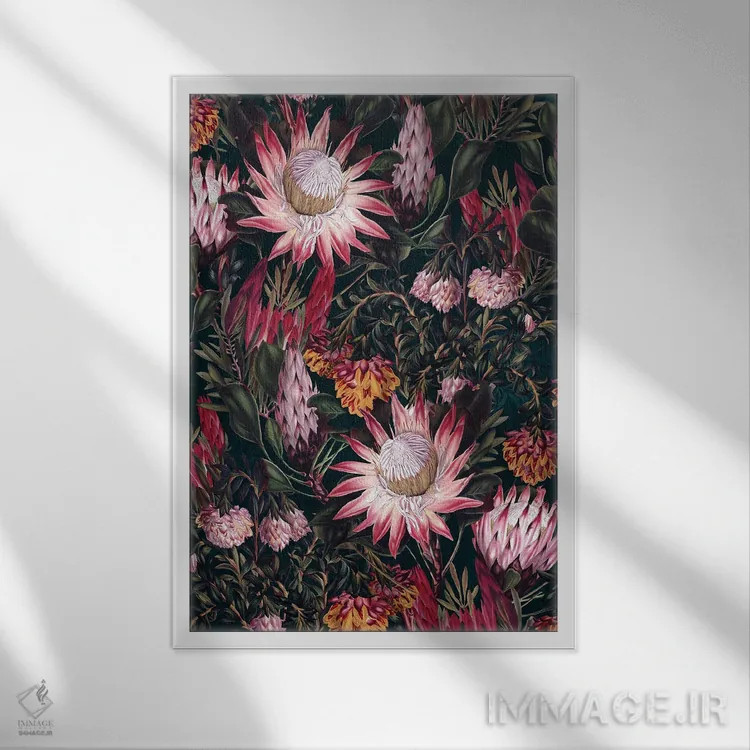تابلو طرح شب گل پروته شماره ۲ اثر برجو کورکمازیورک - نمای قابدار سفید