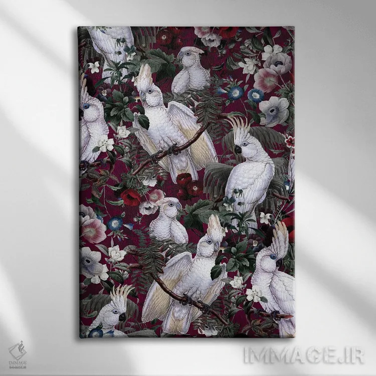 تابلو گلها و پرندگان شماره ۴۱ اثر برجو کورکمازیورک - نمای روبهرو روی دیوار