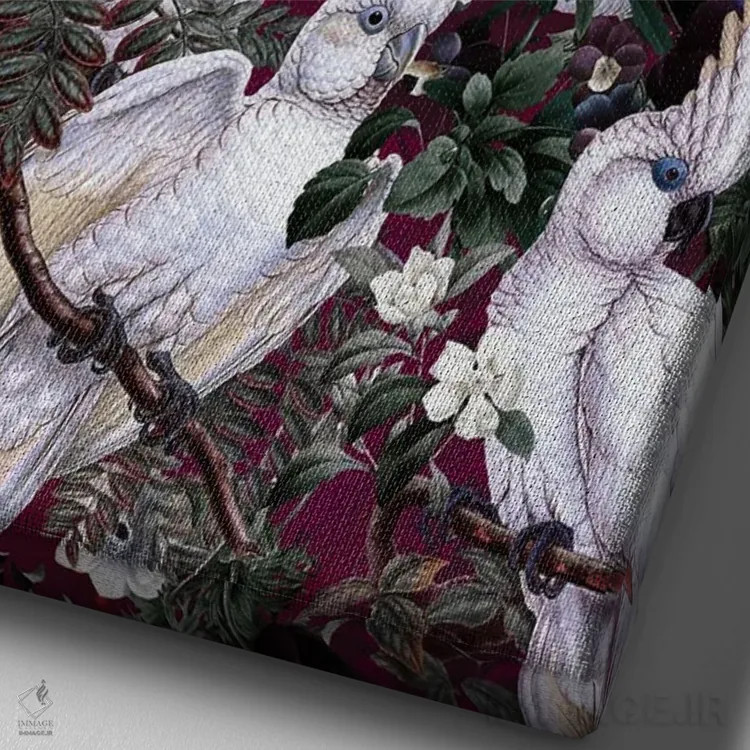 تابلو گلها و پرندگان شماره ۴۱ اثر برجو کورکمازیورک - نمای نزدیک بافت بوم