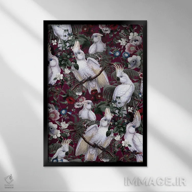 تابلو گلها و پرندگان شماره ۴۱ اثر برجو کورکمازیورک - نمای قابدار مشکی