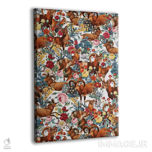 تابلو کل مارکوپولو و طرح گلدار (گونه جانوری) اثر برجو کورکمازیورک - نمای پرسپکتیو محصول