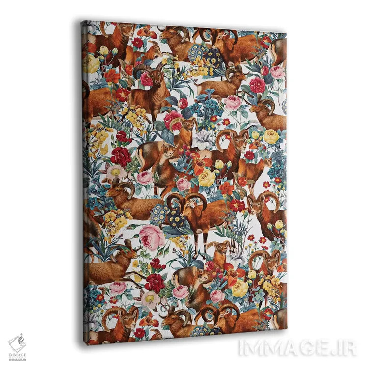 تابلو کل مارکوپولو و طرح گلدار (گونه جانوری) اثر برجو کورکمازیورک - نمای پرسپکتیو محصول