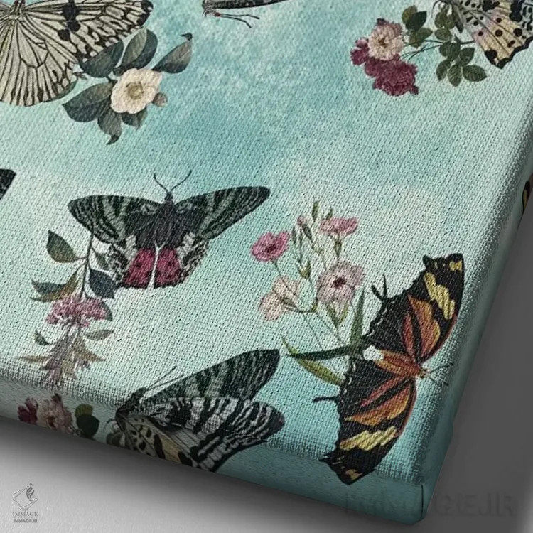 تابلو گلهای پروانهای اثر برجو کورکمازیورک - نمای نزدیک بافت بوم