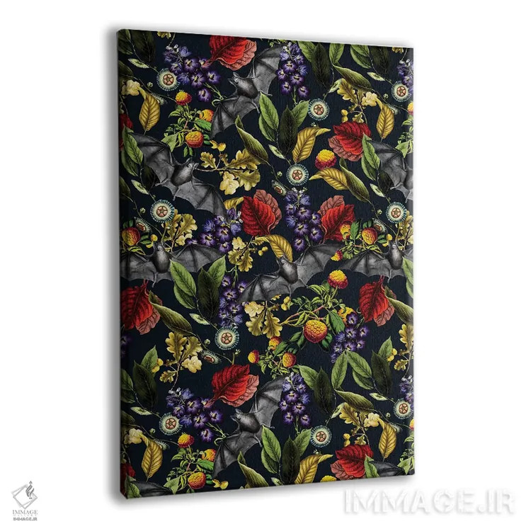 تابلو روباه پرنده و طرح گلدار (پستاندار پرنده) اثر برجو کورکمازیورک - نمای پرسپکتیو محصول