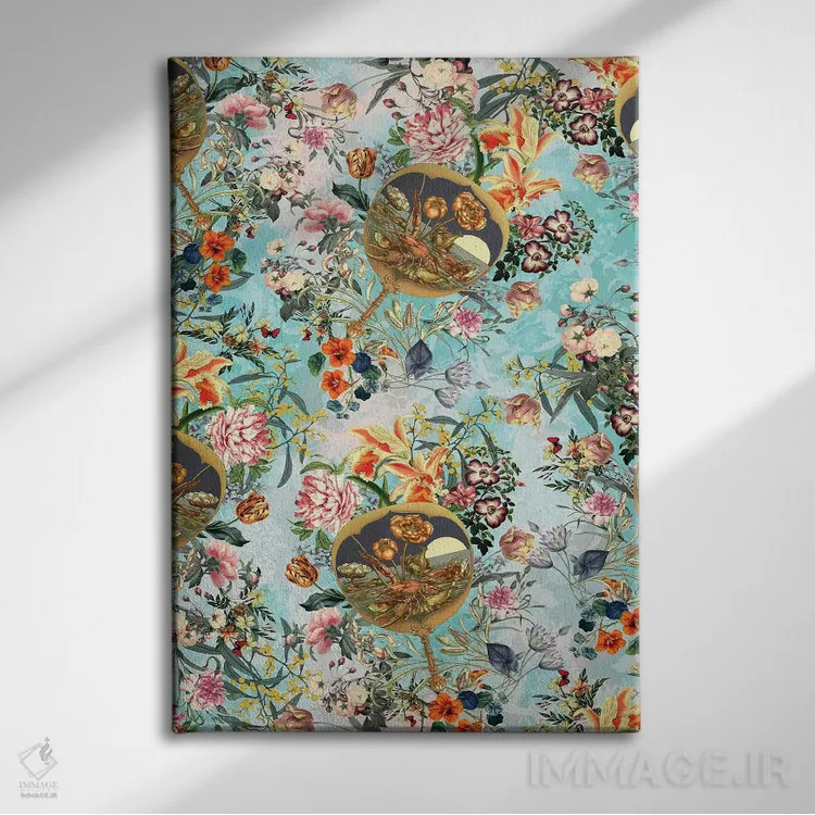 تابلو گلها و خرچنگ اثر برجو کورکمازیورک - نمای روبهرو روی دیوار