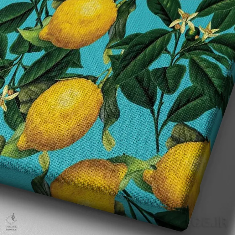 تابلو لیمو و برگ اثر برجو کورکمازیورک - نمای نزدیک بافت بوم