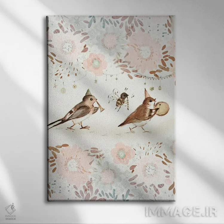 تابلو شکوه پرندگان اثر برنادت اوربانویک - نمای روبهرو روی دیوار