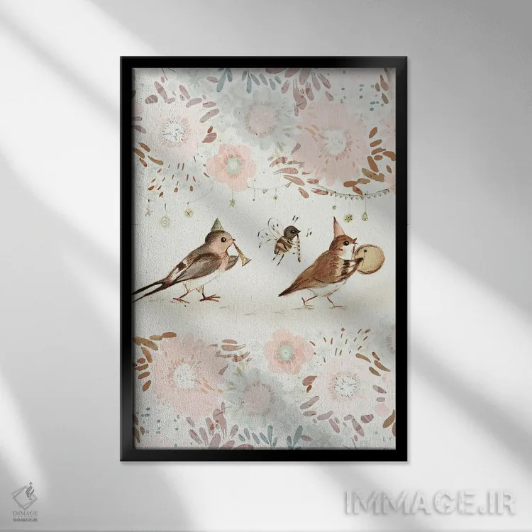 تابلو شکوه پرندگان اثر برنادت اوربانویک - نمای قابدار مشکی