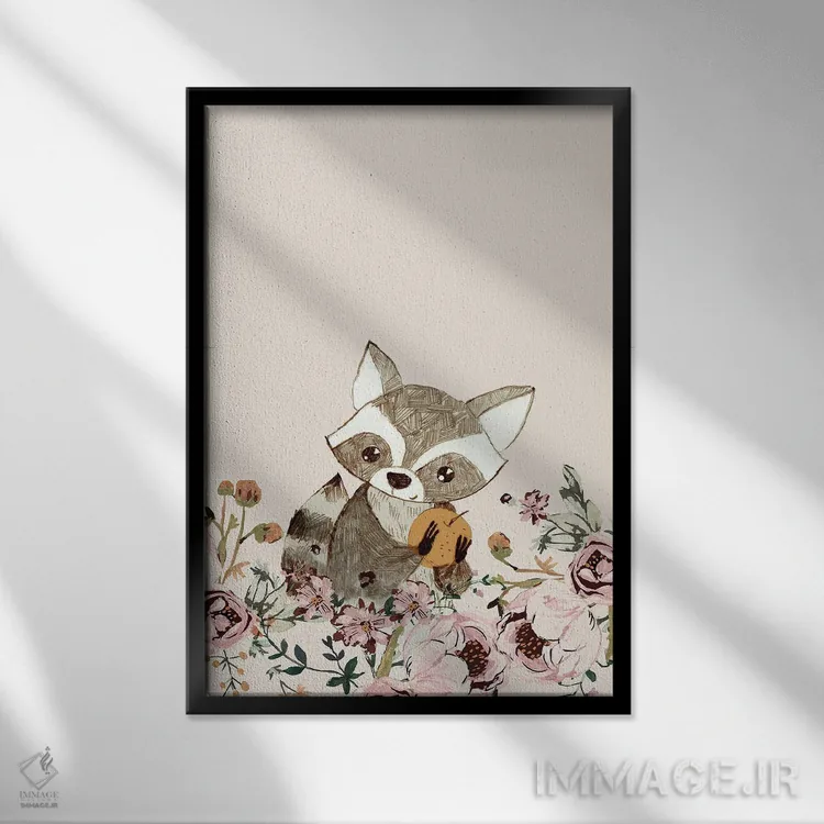 تابلو راکن و سیب اثر برنادت اوربانویک - نمای قابدار مشکی