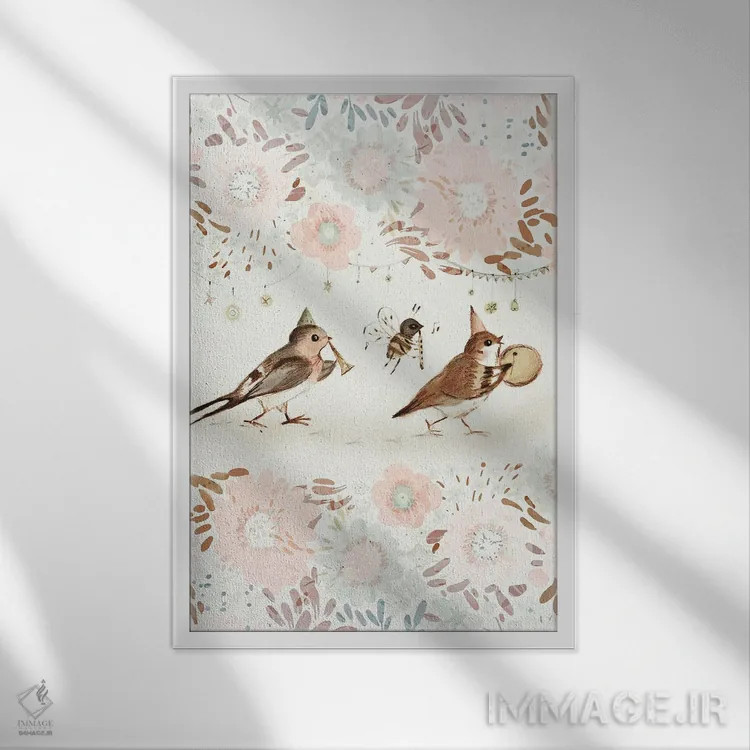 تابلو شکوه پرندگان اثر برنادت اوربانویک - نمای قابدار سفید