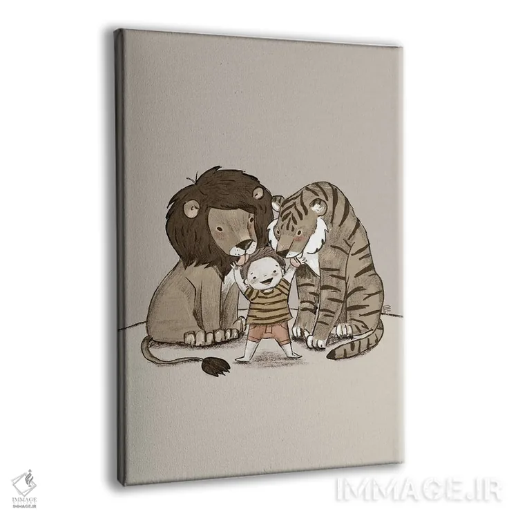 تابلو شیر و ببر اثر برنادت اوربانویک - نمای پرسپکتیو محصول
