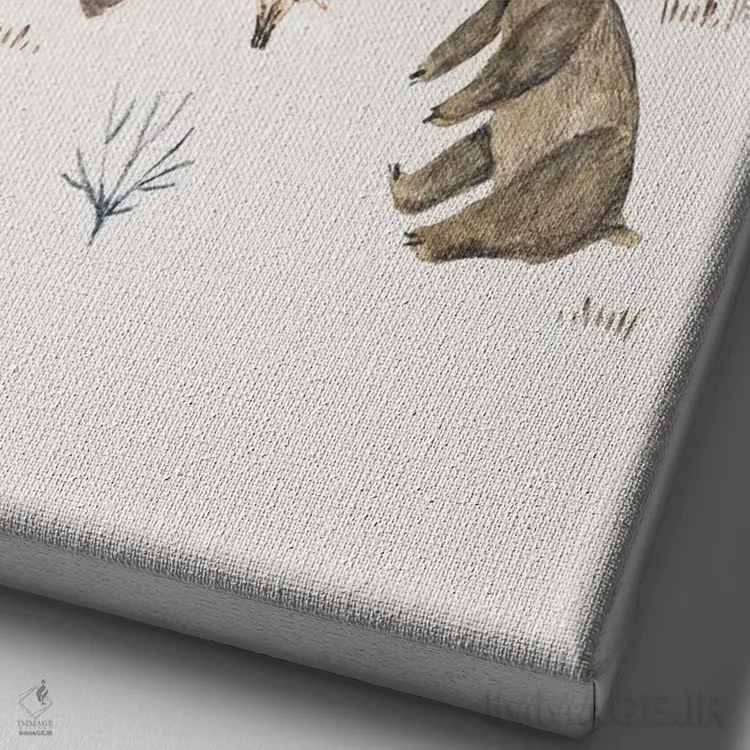 تابلو خرسهای پاییزی اثر برنادت اوربانویک - نمای نزدیک بافت بوم