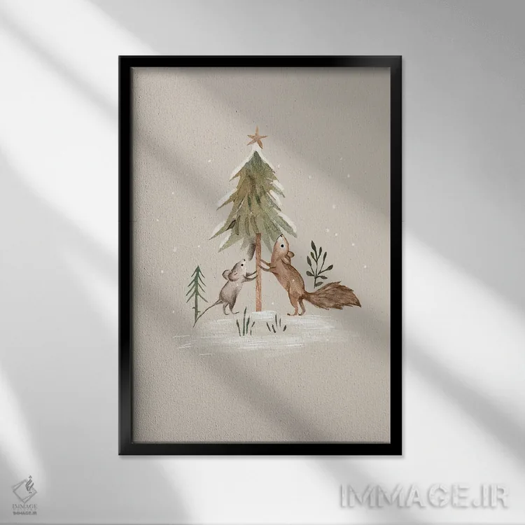 تابلو در جستجوی درخت کریسمس اثر برنادت اوربانویک - نمای قابدار مشکی