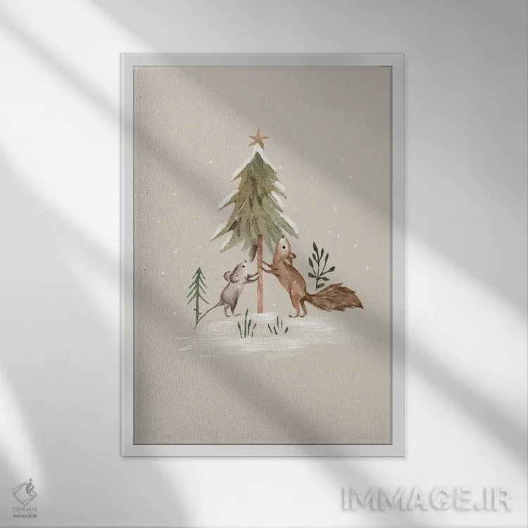 تابلو در جستجوی درخت کریسمس اثر برنادت اوربانویک - نمای قابدار سفید